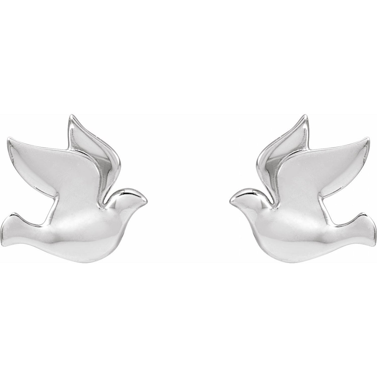 14K White Gold Holy Spirit Dove Left Earring