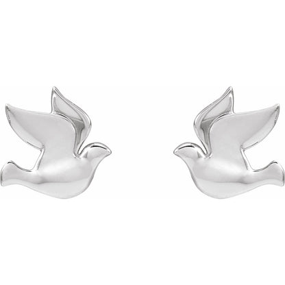 14K White Gold Holy Spirit Dove Left Earring