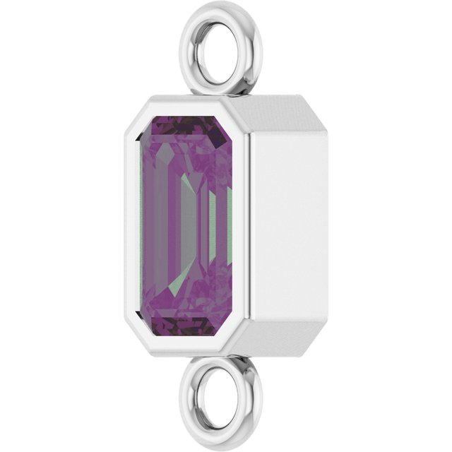 Lab-Grown Alexandrite Bezel-Set Link, 4.17 mm x 10.61 mm