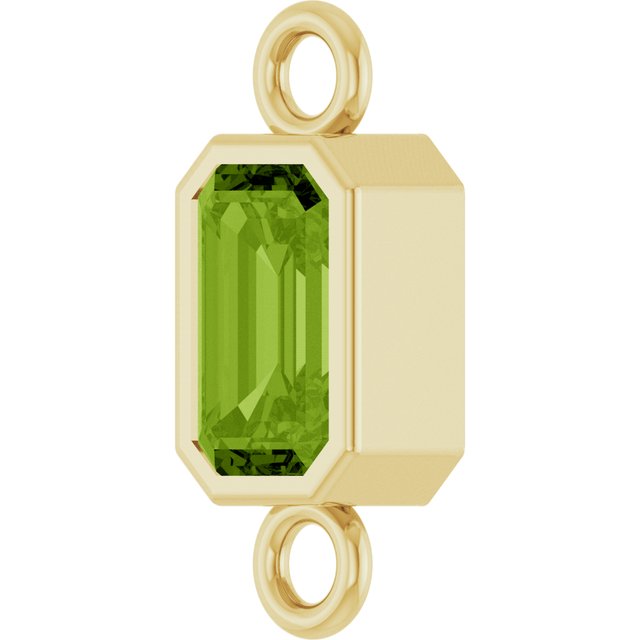 Natural Peridot Bezel-Set Link, 4.17 mm x 10.61 mm
