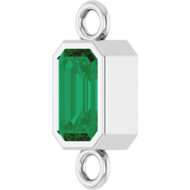 Lab-Grown Emerald Bezel-Set Link, 4.17 mm x 10.61 mm