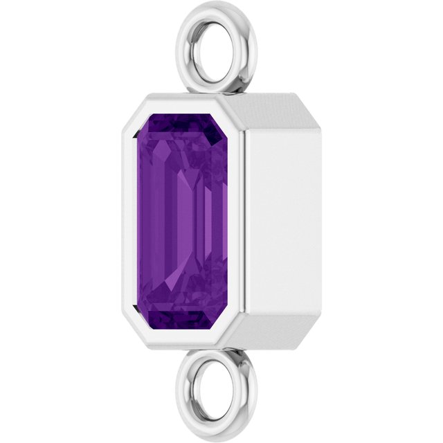 Natural Amethyst Bezel-Set Link, 4.17 mm x 10.61 mm