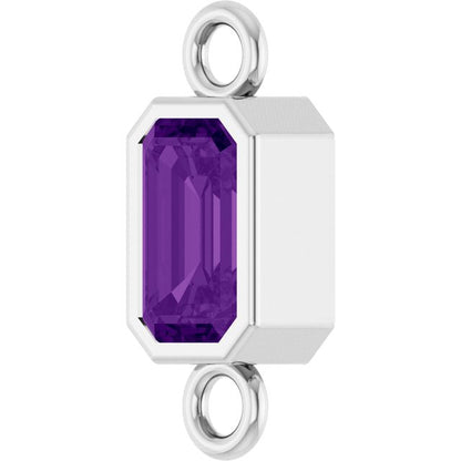 Natural Amethyst Bezel-Set Link, 4.17 mm x 10.61 mm
