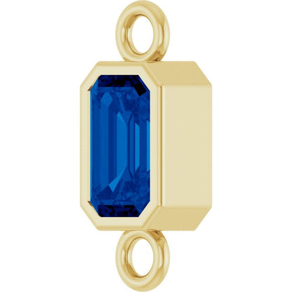 Natural Blue Sapphire Bezel-Set Link, 4.17 mm x 10.61 mm