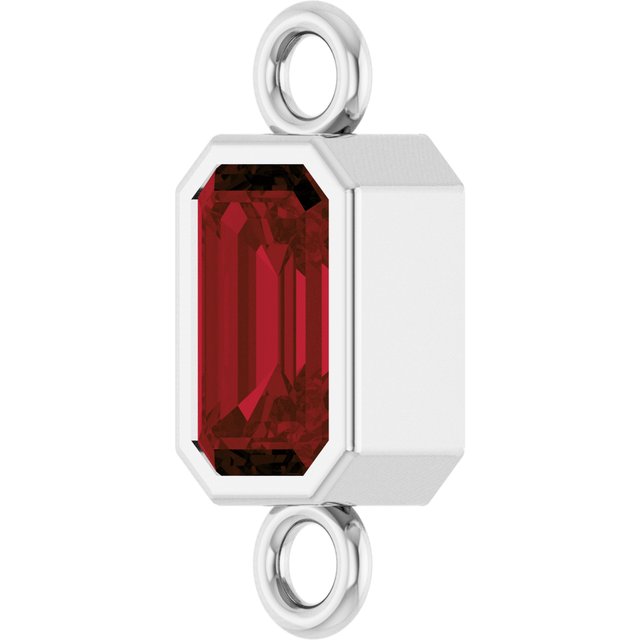 Natural Mozambique Garnet Bezel-Set Link, 4.17 mm x 10.61 mm