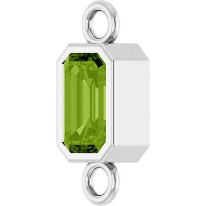 Natural Peridot Bezel-Set Link, 4.17 mm x 10.61 mm