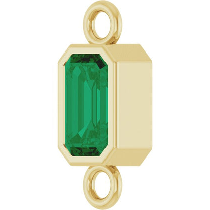 Lab-Grown Emerald Bezel-Set Link, 4.17 mm x 10.61 mm