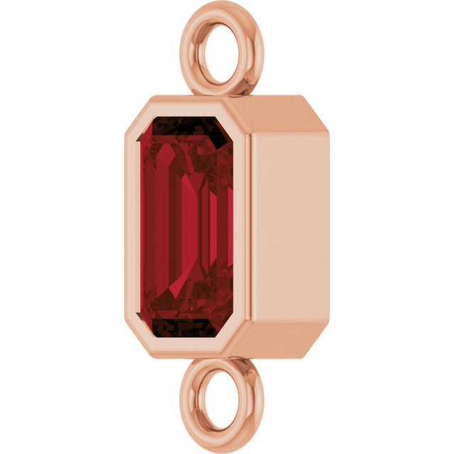 Natural Mozambique Garnet Bezel-Set Link, 4.17 mm x 10.61 mm