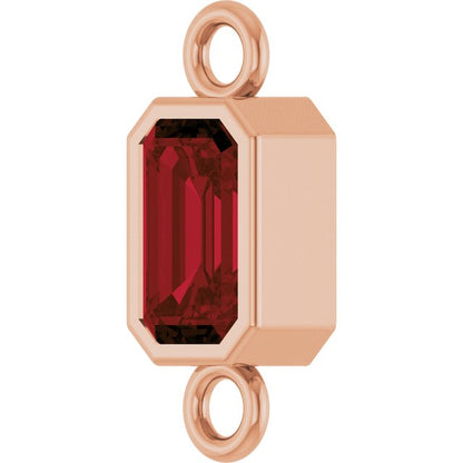 Natural Mozambique Garnet Bezel-Set Link, 4.17 mm x 10.61 mm