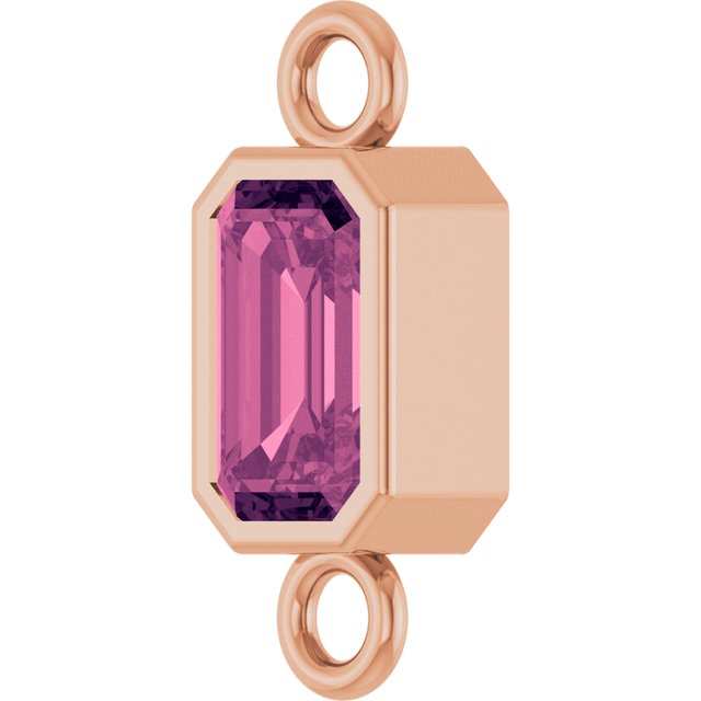 Natural Pink Tourmaline Bezel-Set Link, 4.17 mm x 10.61 mm