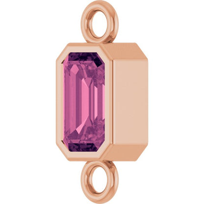 Natural Pink Tourmaline Bezel-Set Link, 4.17 mm x 10.61 mm