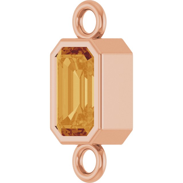 Natural Citrine Bezel-Set Link, 4.17 mm x 10.61 mm