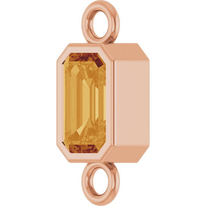 Natural Citrine Bezel-Set Link, 4.17 mm x 10.61 mm