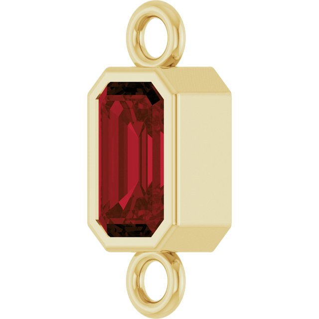 Natural Mozambique Garnet Bezel-Set Link, 4.17 mm x 10.61 mm