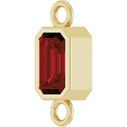 Natural Mozambique Garnet Bezel-Set Link, 4.17 mm x 10.61 mm