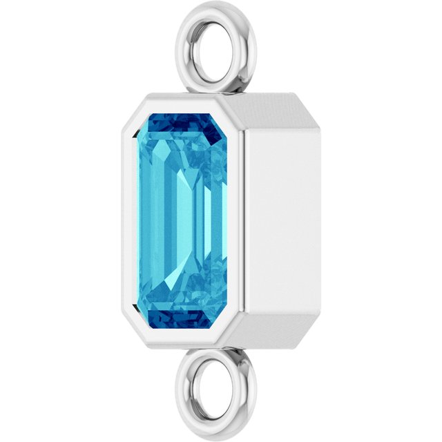 Natural Blue Zircon Bezel-Set Link, 4.17 mm x 10.61 mm