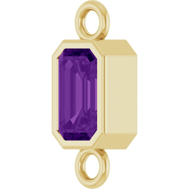 Natural Amethyst Bezel-Set Link, 4.17 mm x 10.61 mm