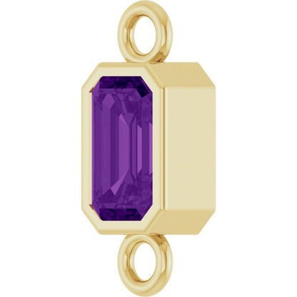Natural Amethyst Bezel-Set Link, 4.17 mm x 10.61 mm