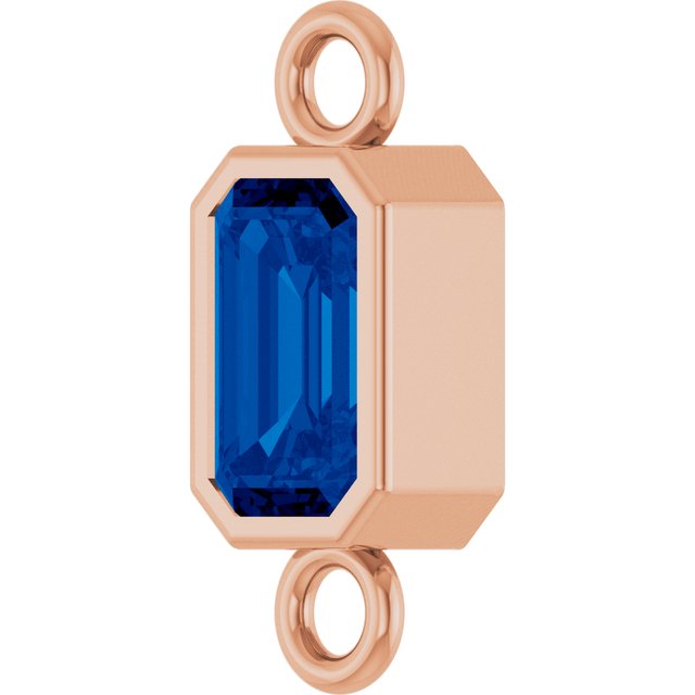 Natural Blue Sapphire Bezel-Set Link, 4.17 mm x 10.61 mm