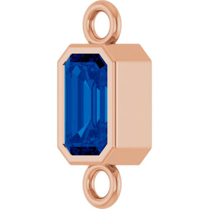 Natural Blue Sapphire Bezel-Set Link, 4.17 mm x 10.61 mm