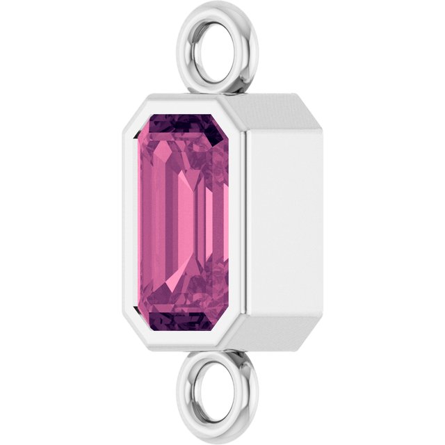 Natural Pink Tourmaline Bezel-Set Link, 4.17 mm x 10.61 mm