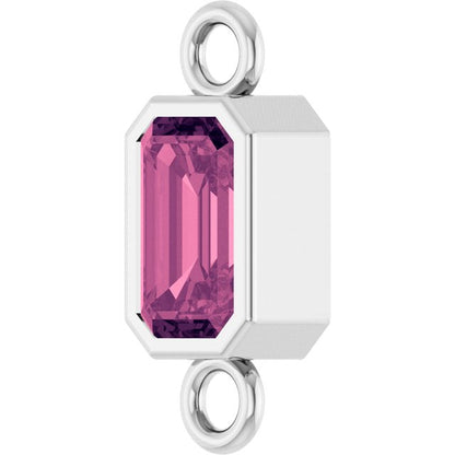 Natural Pink Tourmaline Bezel-Set Link, 4.17 mm x 10.61 mm
