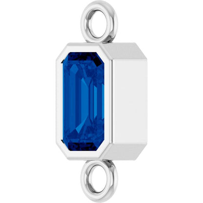 Natural Blue Sapphire Bezel-Set Link, 4.17 mm x 10.61 mm