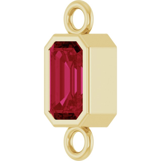 Lab-Grown Ruby Bezel-Set Link, 4.17 mm x 10.61 mm