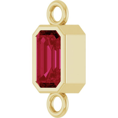 Lab-Grown Ruby Bezel-Set Link, 4.17 mm x 10.61 mm