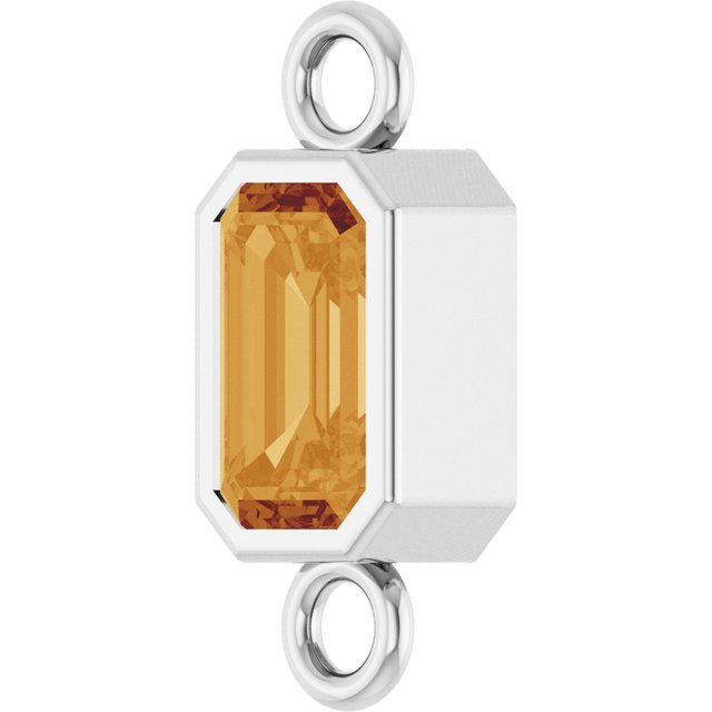 Natural Citrine Bezel-Set Link, 4.17 mm x 10.61 mm
