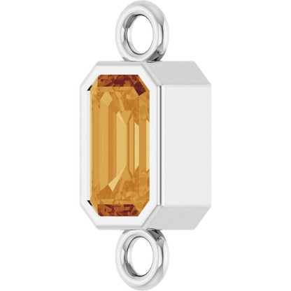 Natural Citrine Bezel-Set Link, 4.17 mm x 10.61 mm
