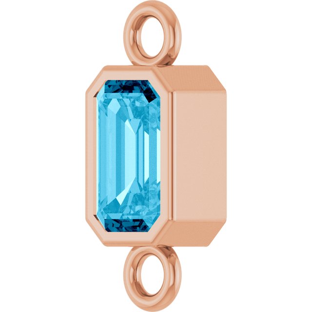 Natural Aquamarine Bezel-Set Link, 4.17 mm x 10.61 mm