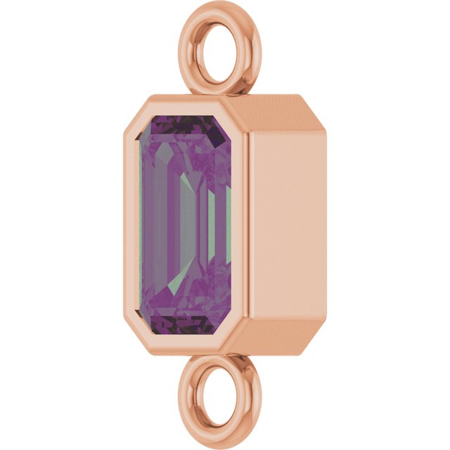 Lab-Grown Alexandrite Bezel-Set Link, 4.17 mm x 10.61 mm