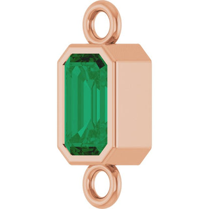 Natural Emerald Bezel-Set Link, 4.17 mm x 10.61 mm