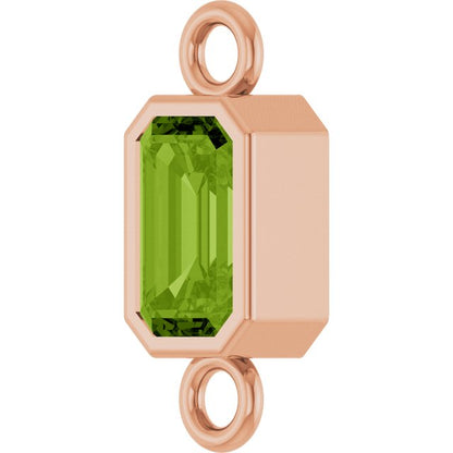 Natural Peridot Bezel-Set Link, 4.17 mm x 10.61 mm