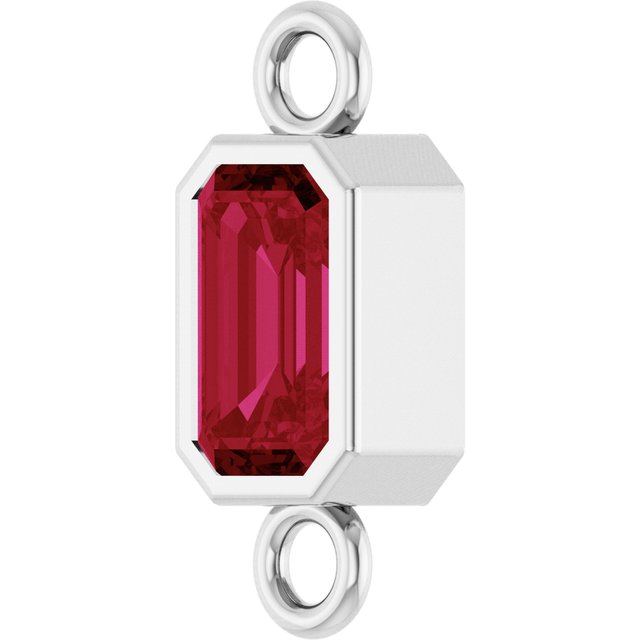 Natural Ruby Bezel-Set Link, 4.17 mm x 10.61 mm