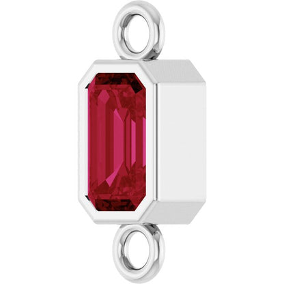 Natural Ruby Bezel-Set Link, 4.17 mm x 10.61 mm