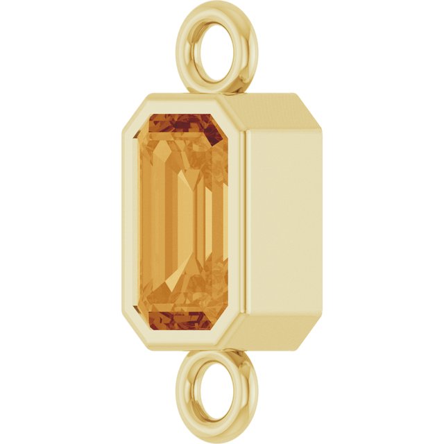 Natural Citrine Bezel-Set Link, 4.17 mm x 10.61 mm