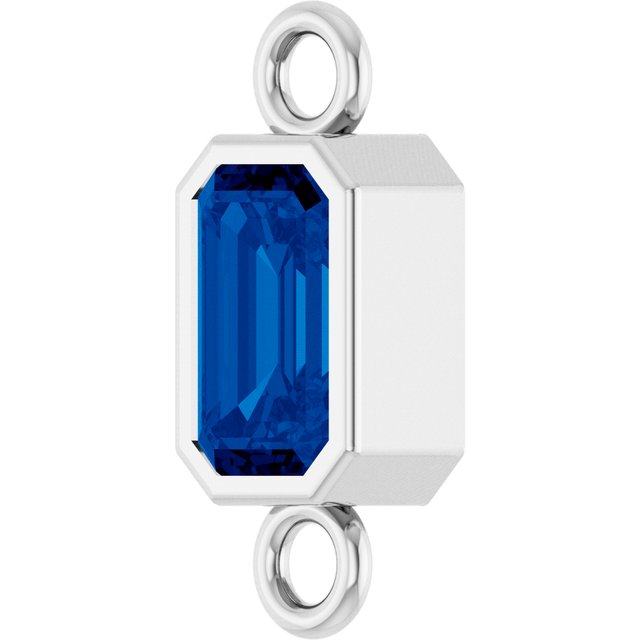 Lab-Grown Blue Sapphire Bezel-Set Link, 4.17 mm x 10.61 mm