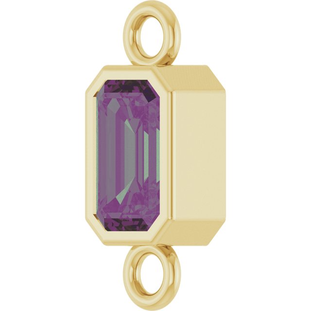 Lab-Grown Alexandrite Bezel-Set Link, 4.17 mm x 10.61 mm