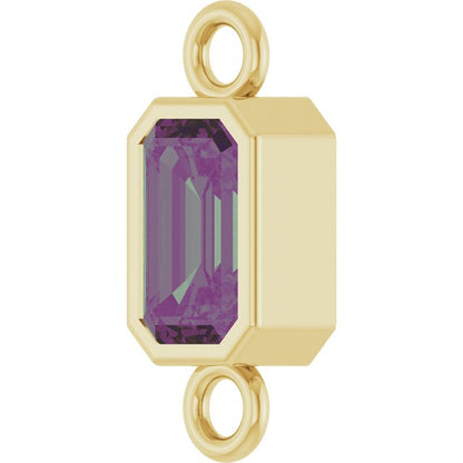 Lab-Grown Alexandrite Bezel-Set Link, 4.17 mm x 10.61 mm