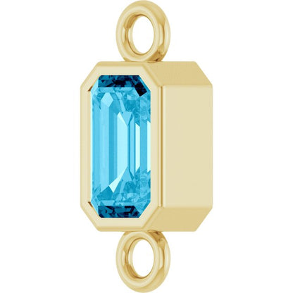 Natural Aquamarine Bezel-Set Link, 4.17 mm x 10.61 mm
