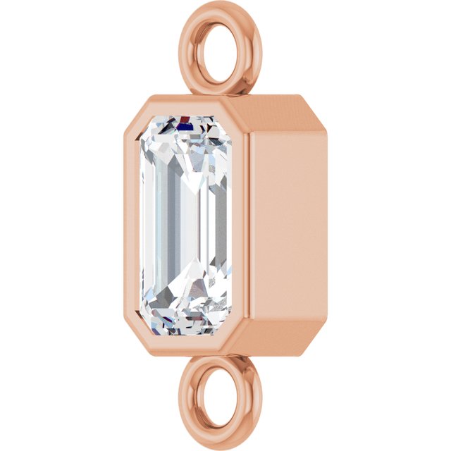 Natural White Sapphire Bezel-Set Link, 4.17 mm x 10.61 mm