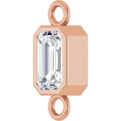 Natural White Sapphire Bezel-Set Link, 4.17 mm x 10.61 mm