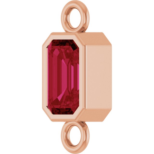 Lab-Grown Ruby Bezel-Set Link, 4.17 mm x 10.61 mm