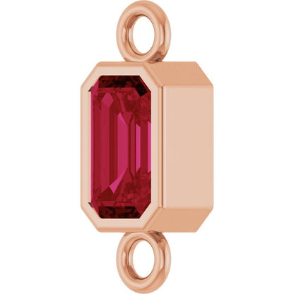 Lab-Grown Ruby Bezel-Set Link, 4.17 mm x 10.61 mm