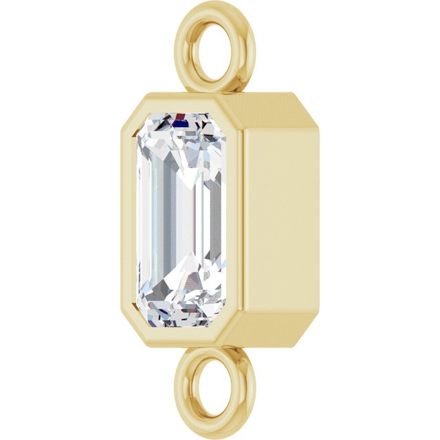 Natural White Sapphire Bezel-Set Link, 4.17 mm x 10.61 mm