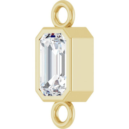 Natural White Sapphire Bezel-Set Link, 4.17 mm x 10.61 mm