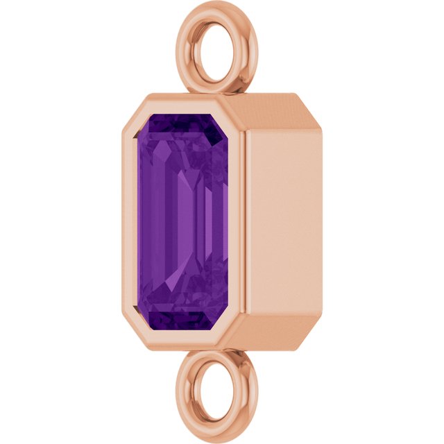 Natural Amethyst Bezel-Set Link, 4.17 mm x 10.61 mm