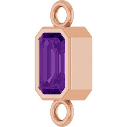Natural Amethyst Bezel-Set Link, 4.17 mm x 10.61 mm